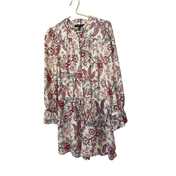 BCBGMAXAZRIA Burgundy Paisley Long Sleeve Jumpsuit Shorts Women’s XS Boho EUC - Picture 3 of 6